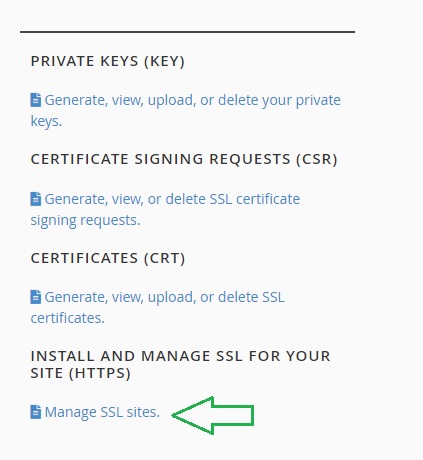 Manage SSL sites
